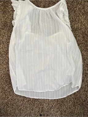 Loft White Ruffle Blouse